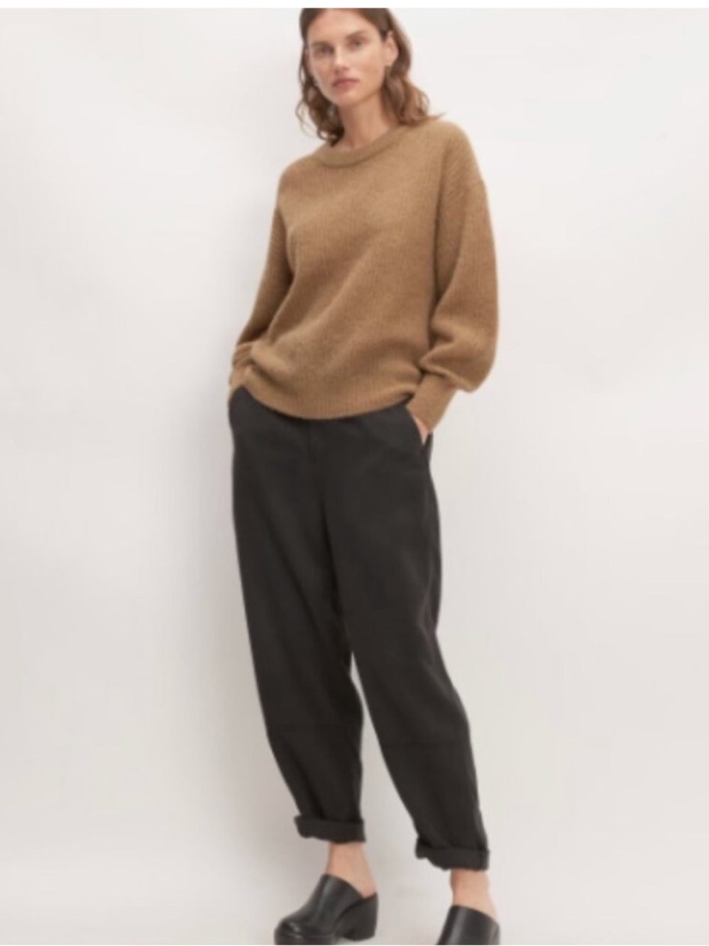 Everlane The Cocoon Crew Alpaca Blend Sweater Size S In Tigers Eye Mocha Tan